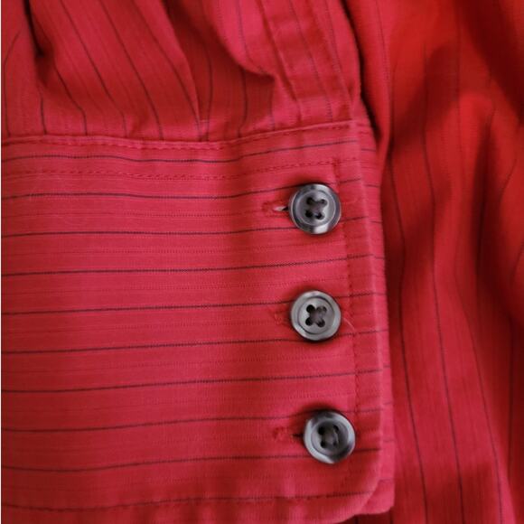 EDDIE BAUER Red Pinstripe Button Down Shirt XXL Stretch Wrinkle Resistant Career - Picture 6 of 11